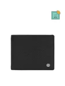 Eske Men Black Textured Leather Two Fold Wallet