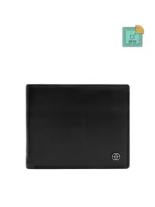Eske Men Black Textured Leather Two Fold Wallet