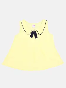 V-Mart Girls Yellow Peter Pan Collar Top