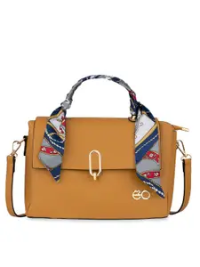 E2O Women Orange PU Structured Satchel with Bow Detail