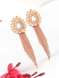 Yellow Chimes Pink & Gold Plated Contemporary Drop Earrings