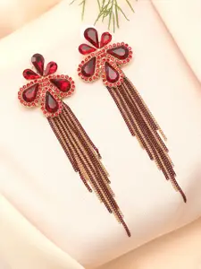 Yellow Chimes Red & Gold-Plated Contemporary Drop Earrings