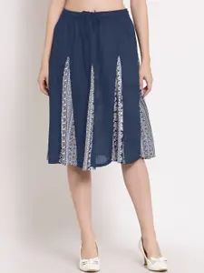 PATRORNA Women Blue Printed Flared Skirt