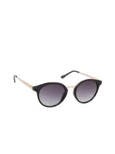 Scavin Women Grey Lens & Gold-Toned Round Sunglasses with UV Protected Lens