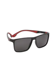 Scavin Men Grey Lens & Black Square Sunglasses with Polarised Lens