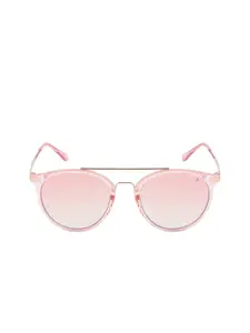 Scavin Women Pink Lens & Pink Round Sunglasses with UV Protected Lens