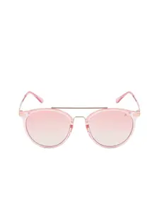 Scavin Women Pink Lens & Pink Round Sunglasses with UV Protected Lens