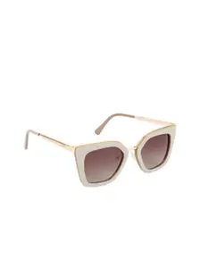 Scavin Women Brown Lens & White Square UV Protected Lens Sunglasses