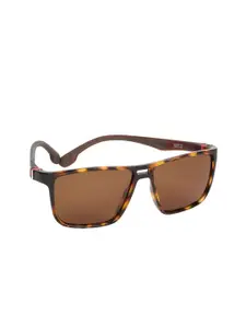 Scavin Men Brown Lens & Brown Rectangle Sunglasses with Polarised Lens