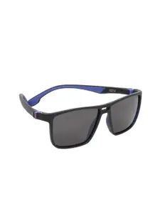 Scavin Men Grey Lens & Blue Rectangle Sunglasses with Polarised Lens