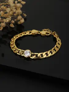 Carlton London Carlton London Women Gold-Plated Cubic Zirconia Studded Link Bracelet