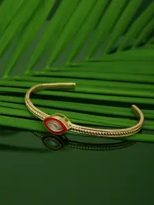 Carlton London Women Red Gold-Plated Stone Studded Cuff Bracelet