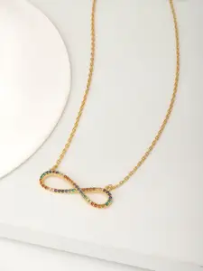 Carlton London Multicoloured Gold-Plated Amethyst Studded Link Necklace