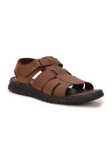 Bata Men Brown Leather Comfort Sandals