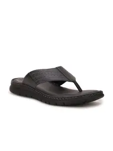 Bata Men Black Leather Comfort Sandals