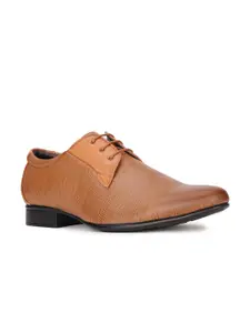 Bata Men Tan Brown Textured Formal Derbys