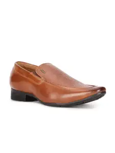 Bata Men Brown Textured Formal Slip-Ons