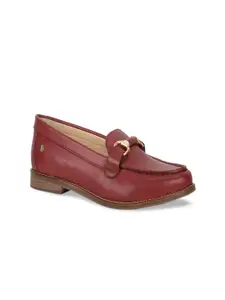 Hush Puppies Women Red Leather Loafers