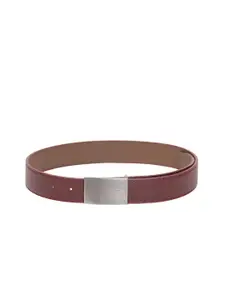 Calvadoss Men Maroon Textured PU Belt