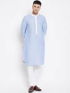 even Men Blue Cotton Kurta