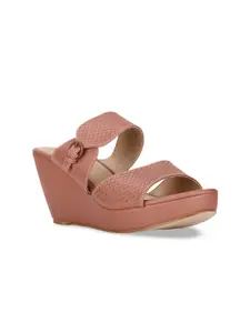 Bata Pink Wedge Pumps with Buckles