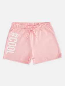 Pantaloons Junior Girls Pink Typography Printed Cotton Shorts