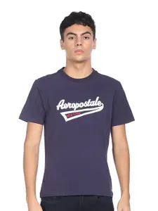 Aeropostale Men Blue Appliqued Logo T-shirt