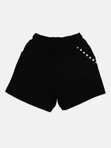 V-Mart Girls Black Solid Shorts