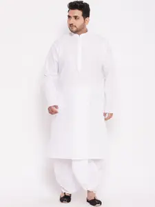 VASTRAMAY PLUS Men White Pure Cotton Kurta with Dhoti Pants