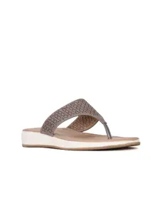 Bata Women Grey Open Toe Flats with Laser Cuts