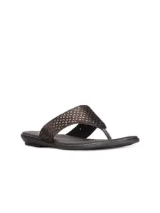 Bata Women Black Embellished Open Toe Flats with Laser Cuts