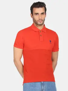 U.S. Polo Assn. Denim Co. U S Polo Assn Denim Co Men Orange Polo Collar T-shirt