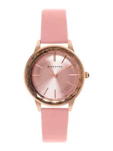 GIORDANO Women Pink Embellished Dial & Pink Leather Straps Analogue Watch GZ-60022-03