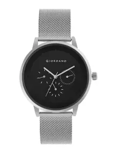 GIORDANO Men Black Dial & Silver Toned Bracelet Style Straps Analogue Watch GD-50005-11