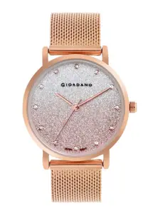 GIORDANO Women Rose Gold-Toned Embellished Dial Analogue Watch GD-60005