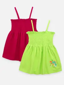 LilPicks Girls Pack of 2 Smocked Fit & Flare Dress