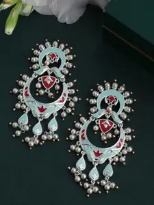 Voylla Blue & Red Gold Plated Quirky Chandbalis Earrings