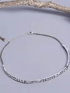 Voylla Silver-Toned & Black Brass Silver-Plated Oxidised Necklace