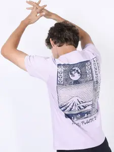 HIGHLANDER Men Lavender Graphic Regular Fit T-shirt