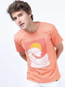 HIGHLANDER Men Coral Printed Slim Fit Cotton T-shirt