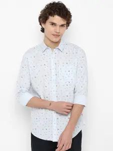 FOREVER 21 Men Blue Printed Cotton Casual Shirt