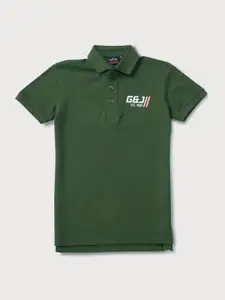 Gini and Jony Boys Olive Green Polo Collar T-shirt