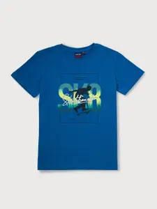 Gini and Jony Boys Blue Printed T-shirt