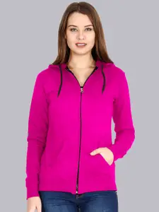 Fleximaa Women Pink Hooded Sweatshirt