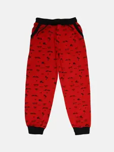 V-Mart Boys Red Printed Cotton Lounge Pants
