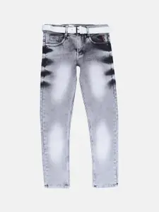 V-Mart Boys Grey Melange Heavy Fade Stretchable Jeans