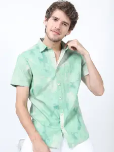 HIGHLANDER Men Green Slim Fit Printed Casual Shirt