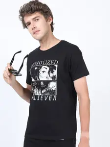 HIGHLANDER Men Black Printed Slim Fit T-shirt
