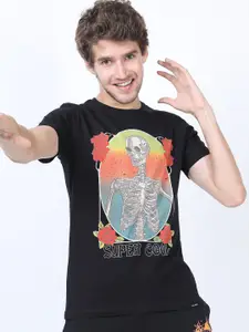HIGHLANDER Men Black Printed Slim Fit T-shirt