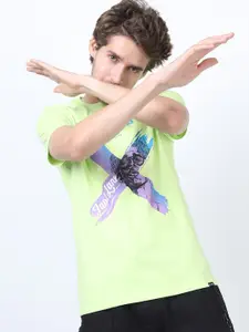 HIGHLANDER Men Green Printed Slim Fit T-shirt